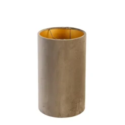 Lampenschirm aus Velours taupe mit goldener Innenausstattung 15/15/25