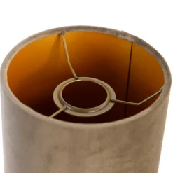 Lampenschirm aus Velours taupe mit goldener Innenausstattung 15/15/25