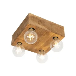 Land Deckenleuchte dunkles Holz 4-Licht - Block