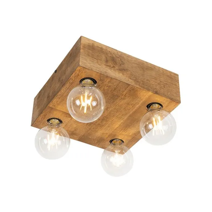 Land Deckenleuchte dunkles Holz 4-Licht - Block