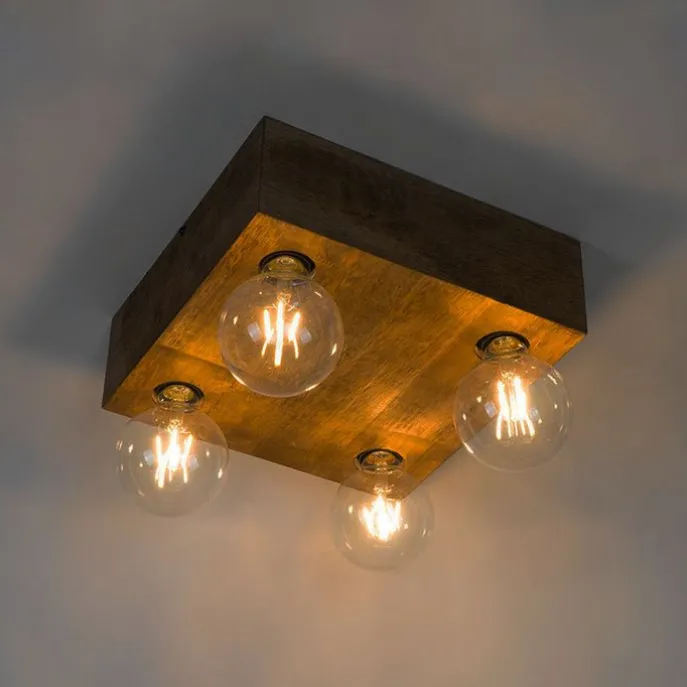 Land Deckenleuchte dunkles Holz 4-Licht - Block