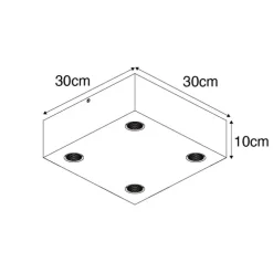 Land Deckenleuchte dunkles Holz 4-Licht - Block