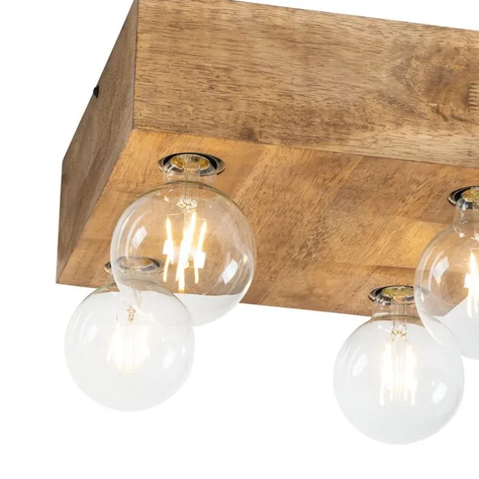 Land Deckenleuchte dunkles Holz 4-Licht - Block