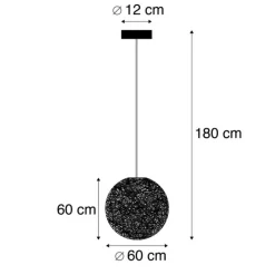 Land Hängelampe schwarz 60 cm - Corda