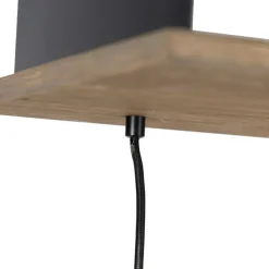 Land Hängelampe schwarz mit Holz 5-Licht - Flair