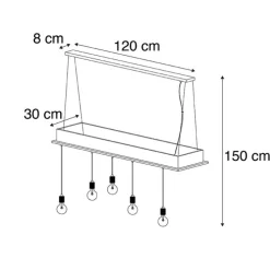 Land Hängelampe schwarz mit Holz 5-Licht - Flair