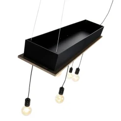 Land Hängelampe schwarz mit Holz 5-Licht - Flair