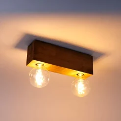 Landdeckenstrahler Holz 2-Licht - Block