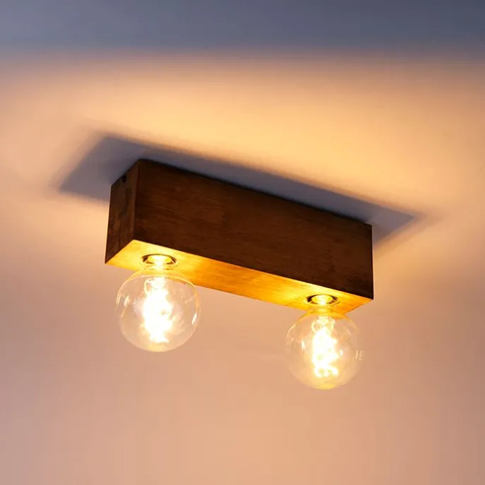 Landdeckenstrahler Holz 2-Licht - Block