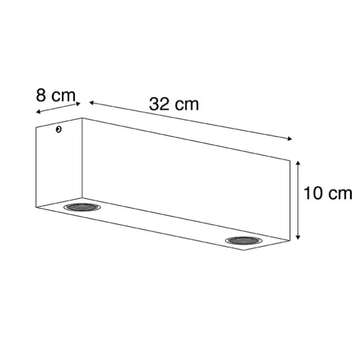 Landdeckenstrahler Holz 2-Licht - Block