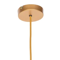 Landhaus-Pendelleuchte Gelb Samt mit Rattan 60cm - Frills Can