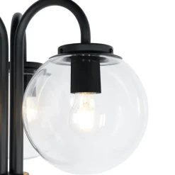 Laterne schwarz mit Klarglas 200 cm 3-flammig IP44 - Sfera