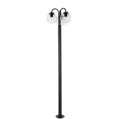 Laterne schwarz mit Klarglas 200 cm 3-flammig IP44 - Sfera