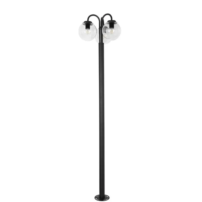 Laterne schwarz mit Klarglas 200 cm 3-flammig IP44 - Sfera