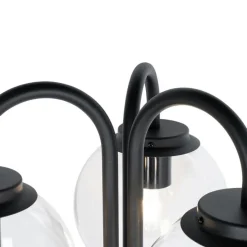 Laterne schwarz mit Klarglas 200 cm 3-flammig IP44 - Sfera