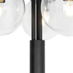 Laterne schwarz mit Klarglas 200 cm 3-flammig IP44 - Sfera