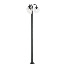 Laterne schwarz mit Klarglas 200 cm 3-flammig IP44 - Sfera