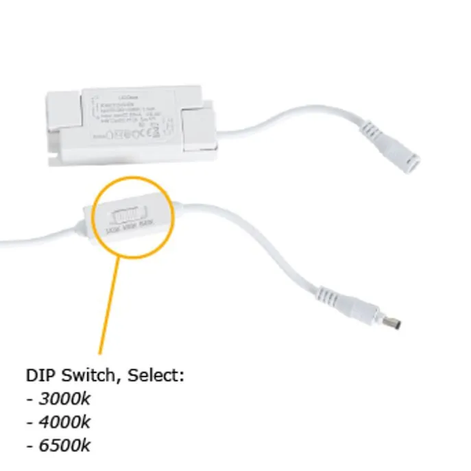 LED-Einbaupanel weiß quadratisch inkl. LED 3000K - 6500K mit Dip-Schalter - Seagal