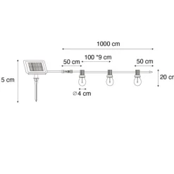 Lichterkette für den Außenbereich 10m inkl. LED 10 Lichter RGBW Solar - Russell