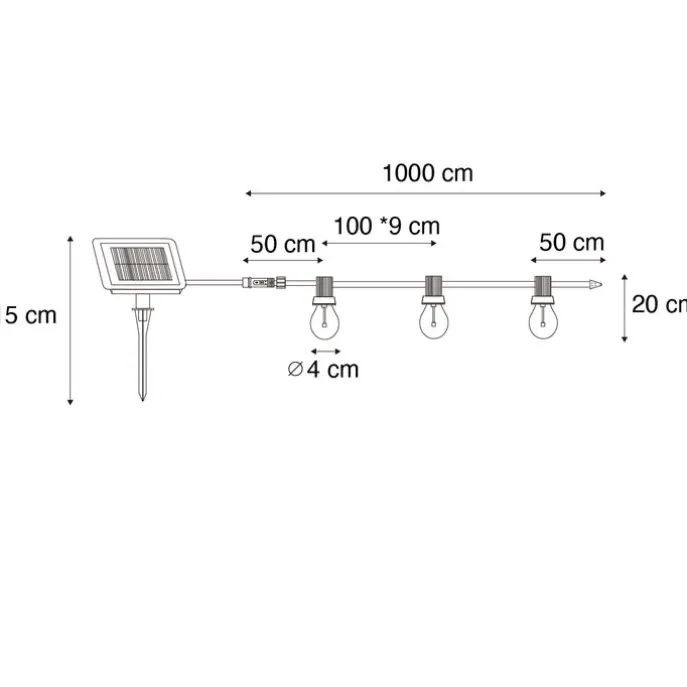 Lichterkette für den Außenbereich 10m inkl. LED 10 Lichter RGBW Solar - Russell