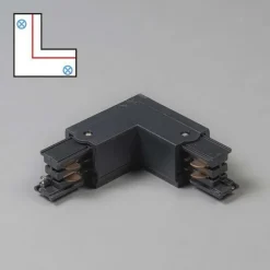 L-Kupplungsstück für 3-Phasen-Schiene schwarz rechts - 3-phasig