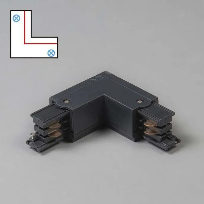 L-Kupplungsstück für 3-Phasen-Schiene schwarz rechts - 3-phasig