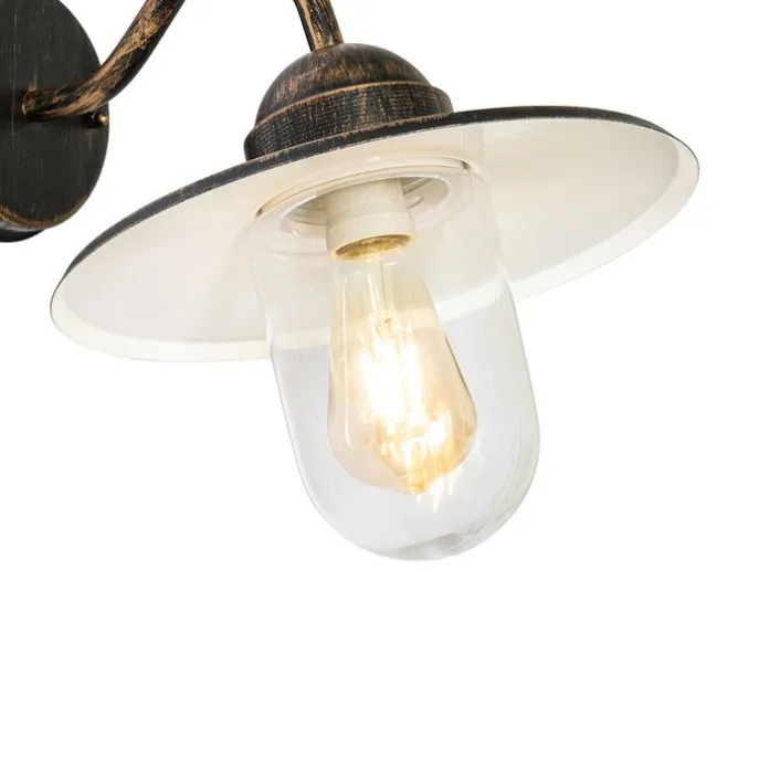 Ländliche Außenwandleuchte Antikgold IP44 - Kansas