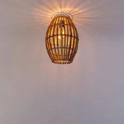 Ländliche Deckenlampe Bambus mit Weiß - Canna Capsule