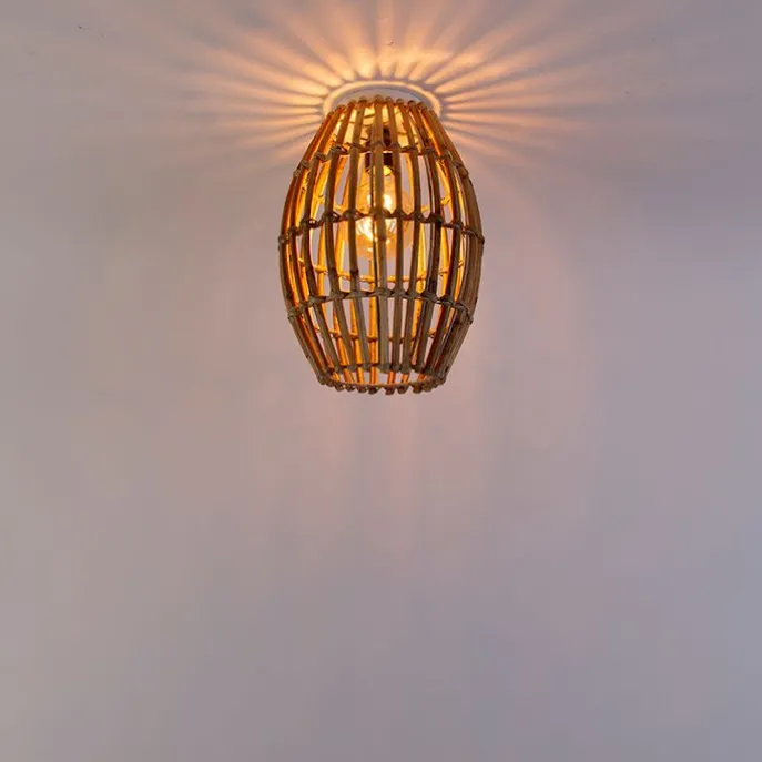 Ländliche Deckenlampe Bambus mit Weiß - Canna Capsule