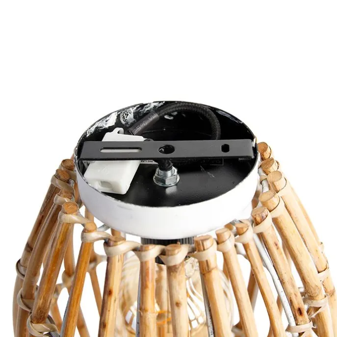 Ländliche Deckenlampe Bambus mit Weiß - Canna Capsule