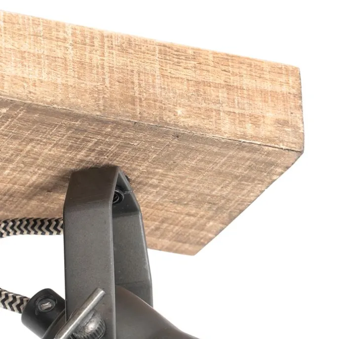 Ländliche Deckenlampe schwarz mit Holz 3-flammig - Jelle