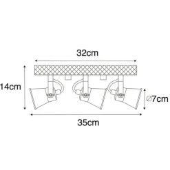 Ländliche Deckenlampe schwarz mit Holz 3-flammig - Jelle