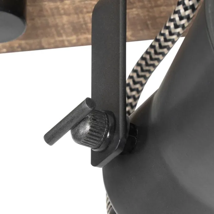 Ländliche Deckenlampe schwarz mit Holz 3-flammig - Jelle