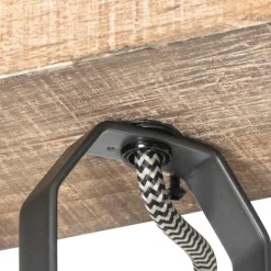 Ländliche Deckenlampe schwarz mit Holz 3-flammig - Jelle