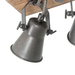 Ländliche Deckenlampe schwarz mit Holz 3-flammig - Jelle