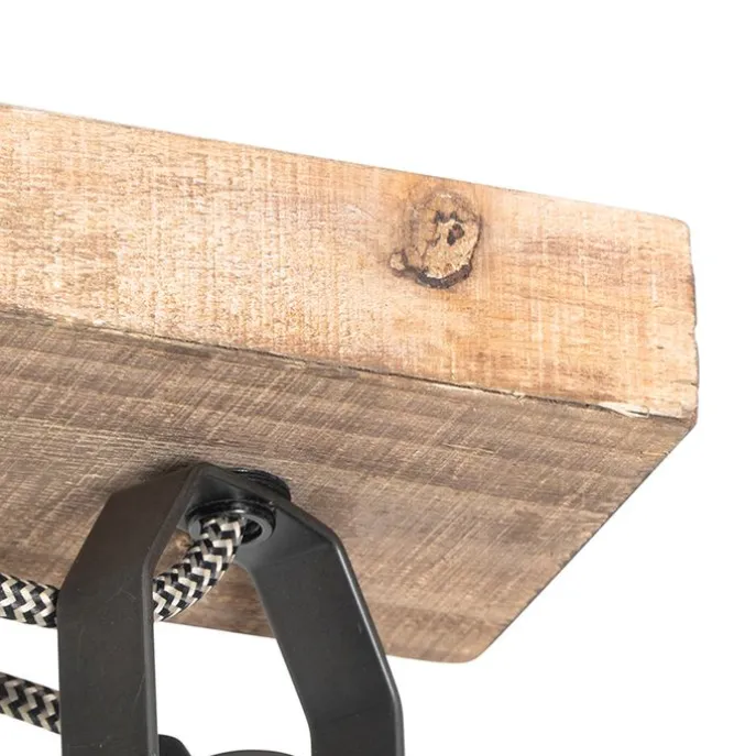 Ländliche Deckenlampe schwarz mit Holz 4-flammig - Jelle