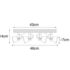 Ländliche Deckenlampe schwarz mit Holz 4-flammig - Jelle