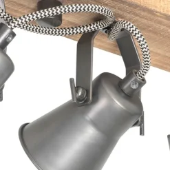 Ländliche Deckenlampe schwarz mit Holz 4-flammig - Jelle