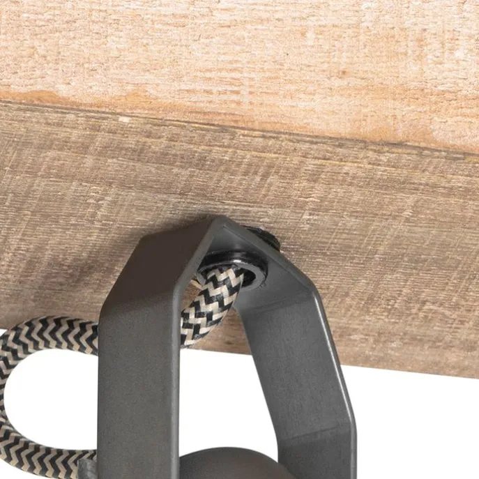 Ländliche Deckenlampe schwarz mit Holz 4-flammig - Jelle