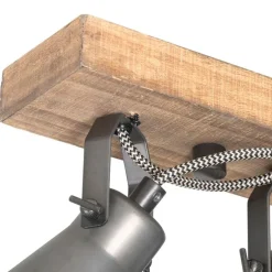 Ländliche Deckenlampe schwarz mit Holz 4-flammig - Jelle