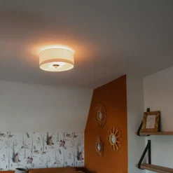 Ländliche Deckenleuchte Creme 30 cm - Drum Jute