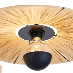 Ländliche Deckenleuchte schwarz mit Seil 3-flammig – Leia