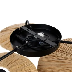 Ländliche Deckenleuchte schwarz mit Seil 3-flammig – Leia