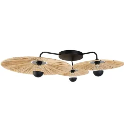 Ländliche Deckenleuchte schwarz mit Seil 3-flammig – Leia