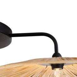 Ländliche Deckenleuchte schwarz mit Seil 3-flammig – Leia