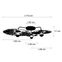 Ländliche Deckenleuchte schwarz mit Seil 3-flammig – Leia