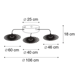 Ländliche Deckenleuchte schwarz 3-flammig - Leia