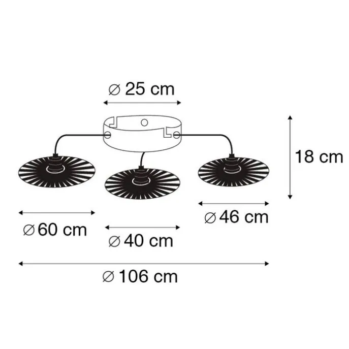 Ländliche Deckenleuchte schwarz 3-flammig - Leia