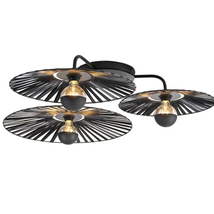 Ländliche Deckenleuchte schwarz 3-flammig - Leia