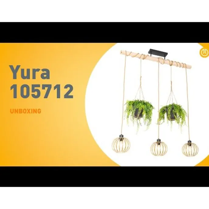 Ländliche Hängelampe Gold mit Holz 3 Lichter - Yura